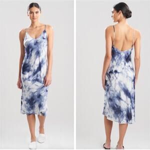NEW $130 Natori Blue Tie Dye Sora Midi Slip Dress